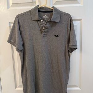 Hollister Men's Charcoal Polo Shirt